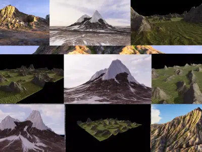 Mountains of different climatic zones 3D Model Pack