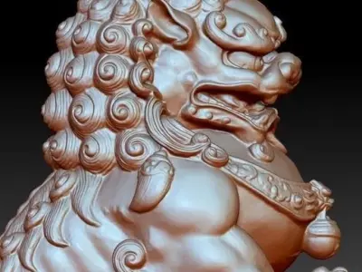 Chinese Guardian Lion Statue Dog Dragon 3D Model  3D model