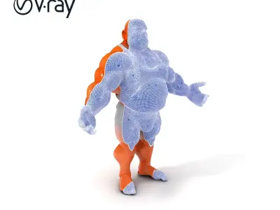 Muscular Elderly Warrior in Tank Top and Shorts  Rigged D Model Low-poly 3D model