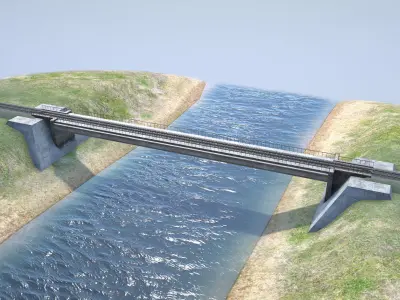 RW Bridge Vologda-II mono Low-poly 3D model