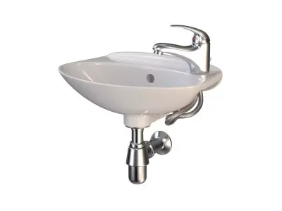 Compact Bathroom Sink with Faucet 3D model