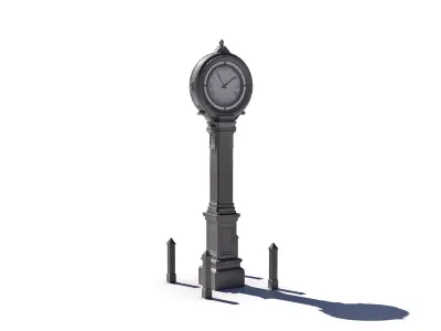 Vintage Street Clock Low-poly 3D model