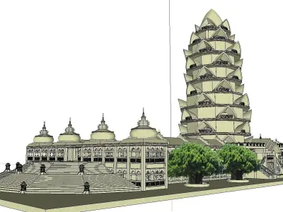 Architecture-Religion-God-Culture-Temple-0269 building with c... 3D model