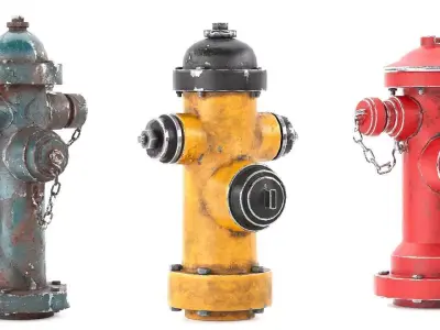 Fire Hydrants Low-poly 3D model