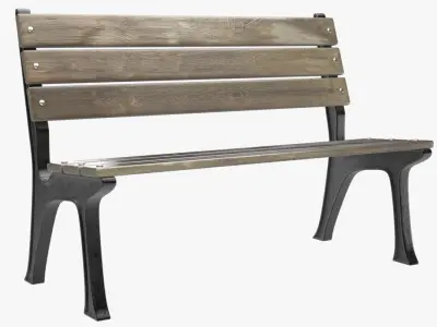 Bench 1 wooden 3D model