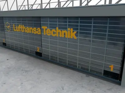 EDDF Hangar Low-poly 3D model