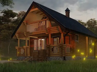 3D model of a wooden bathhouse 3D model