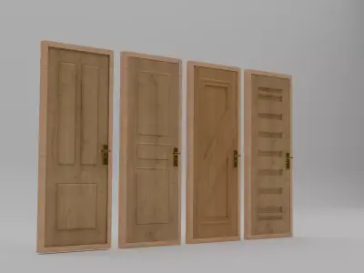 Classic Wooden Door Free low-poly 3D model