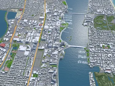 West Palm Beach Downtown Florida USA Low-poly 3D model
