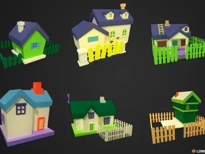 Simple Houses Low-poly 3D model