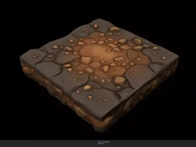 Stylized Stone Floor Tile Game Ready - AI Low-poly 3D model
