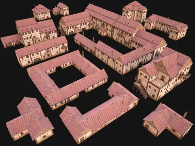 Medieval Town House City Pack 15 Buildings Low-poly 3D model