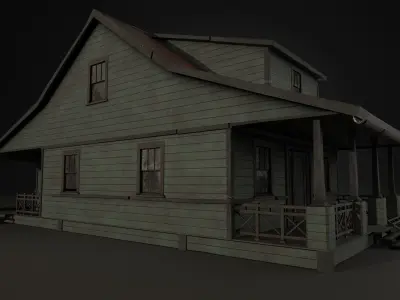 American House for game projects Low-poly 3D model