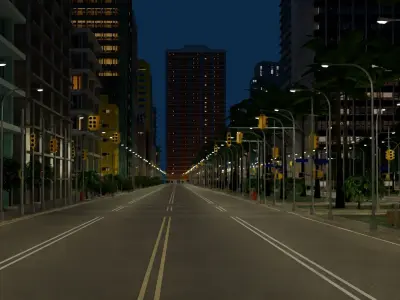 City Downtown Skyscraper Street Low-poly 3D model