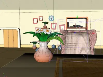 cartoon bedroom 3D model