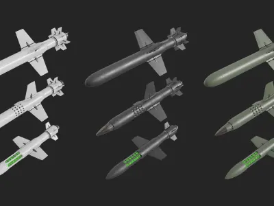 Sci Fi Missile Shark series Kit Low-poly 3D model