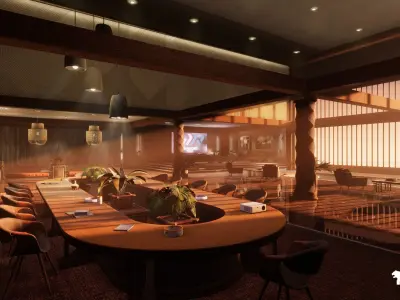 Modern Office Environment Low-poly 3D model