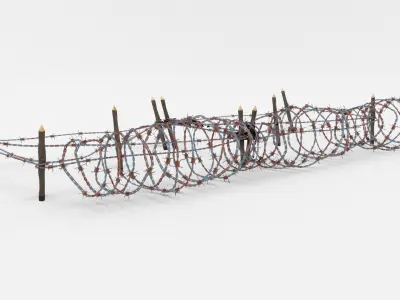 Low Poly Barb Wire Obstacle Low-poly 3D model