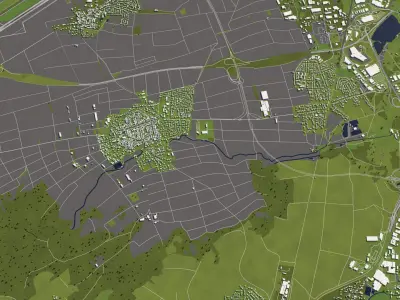 Strasbourg France 50x50km 3D City Map 3D model