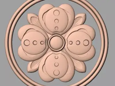 Furniture decoration round flower 3D STL model for CNC E936 3D model