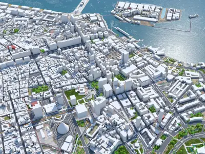 Rio De Janeiro Downtown in Brazil Low-poly 3D model