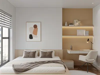 Japandi Bedroom 01 3D model