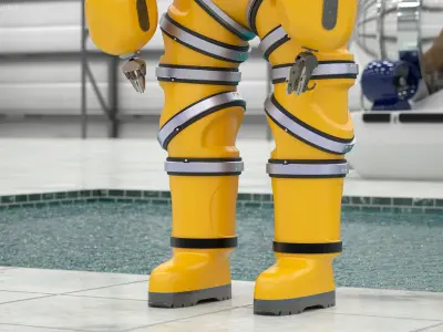  Submersible Exosuit Yellow Rigged for Cinema 4D 