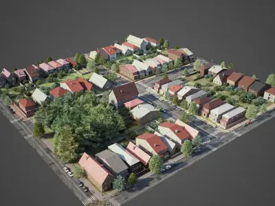 Realistic City District R1-R30 3D model