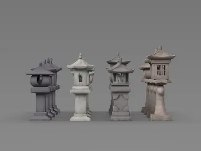 Lampu Taman Set Balinese Garden Light Collection 3D model