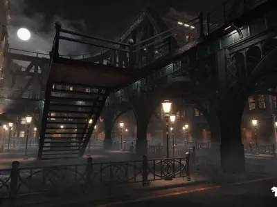 1900s Industrial Environment Low-poly 3D model