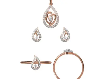 Light wt Ring Earrings Pendant set 3dm stl 1-render details 3D print model 13