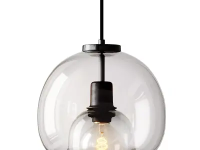 Hand-Blown Glass Dome Hanging Lamp 3D model
