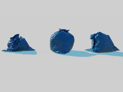 Blue Trash Bag Pack 3D model