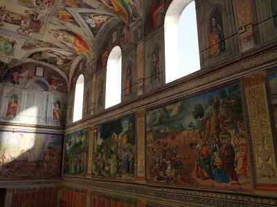 Sistine Chapel Interior Low Poly Low-poly 3D model