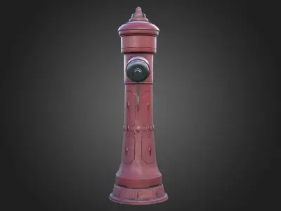 Street Red Fire Hydrant Low-poly 3D model