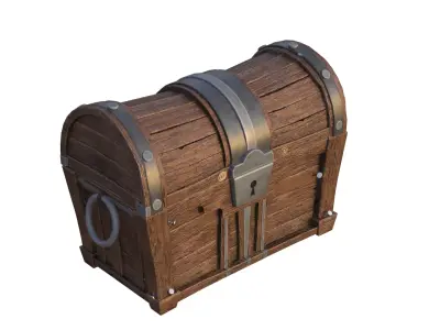 Stylized Wooden Chest PBR Low-poly 3D model