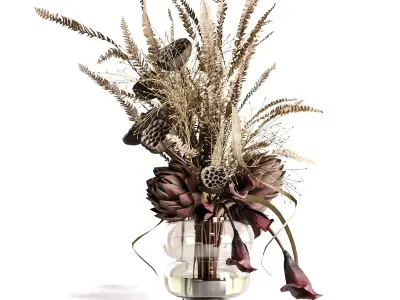  Lotus and Artichoke Dried Set47 3D model