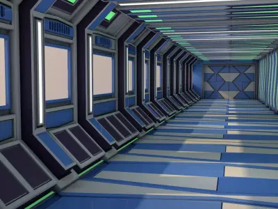 Sci fi corridor 3D model 10
