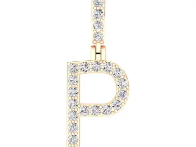Alphabet P-letter single row pendant 3D print model