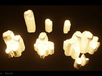 Candle Set lamp with crystals in it Low-poly 3D model