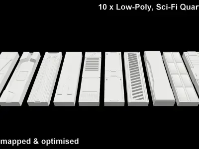 Low-Poly Sci-fi Column Pack Low-poly 3D model