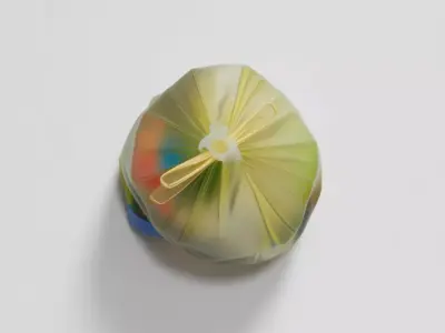 Translucent Trash Bag 3D Artistic Sculpture Colorful Contents Low-poly 3D model