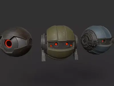 SciFi Drones Low-poly 3D model