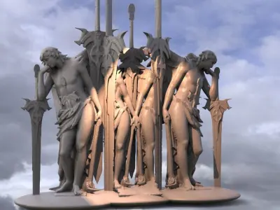 Arch Angel Michael With Sun sword mirrored wall design 3  3D model