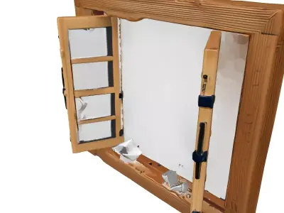 Rustic Broken Wooden Window Frame Low-poly 3D model