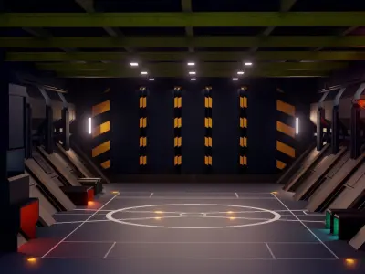 Sci-Fi Hangar - Low Poly - Game Ready -PBR Low-poly 3D model