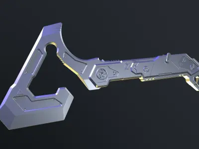 Cyberpunk Techwear Cosplay Axe Tomahawk 3D Model Stl 3D print model