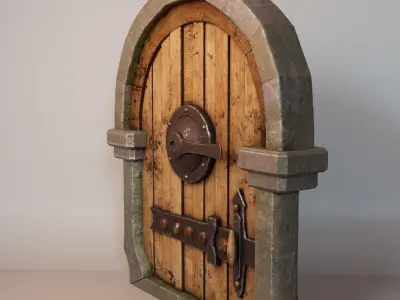 Realistic Fantasy Door Stylized  Low-poly 3D model