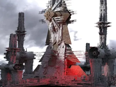 Sci-Fi Ramesses Great pyramid under construction 3  Low-poly 3D model