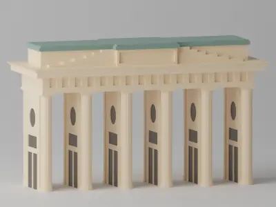 Cartoon Berlin Brandenburg Gate Landmark Low-poly 3D model